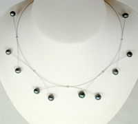 Pearl necklace on stainless steel wire