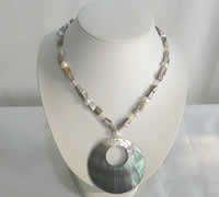 Pearl and mother of pearl bead necklace