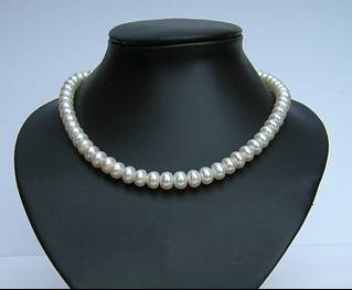 10mm grade AA dome shaped white pearl necklace